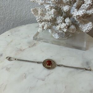 Elegant Silver Bracelet with Red Accent